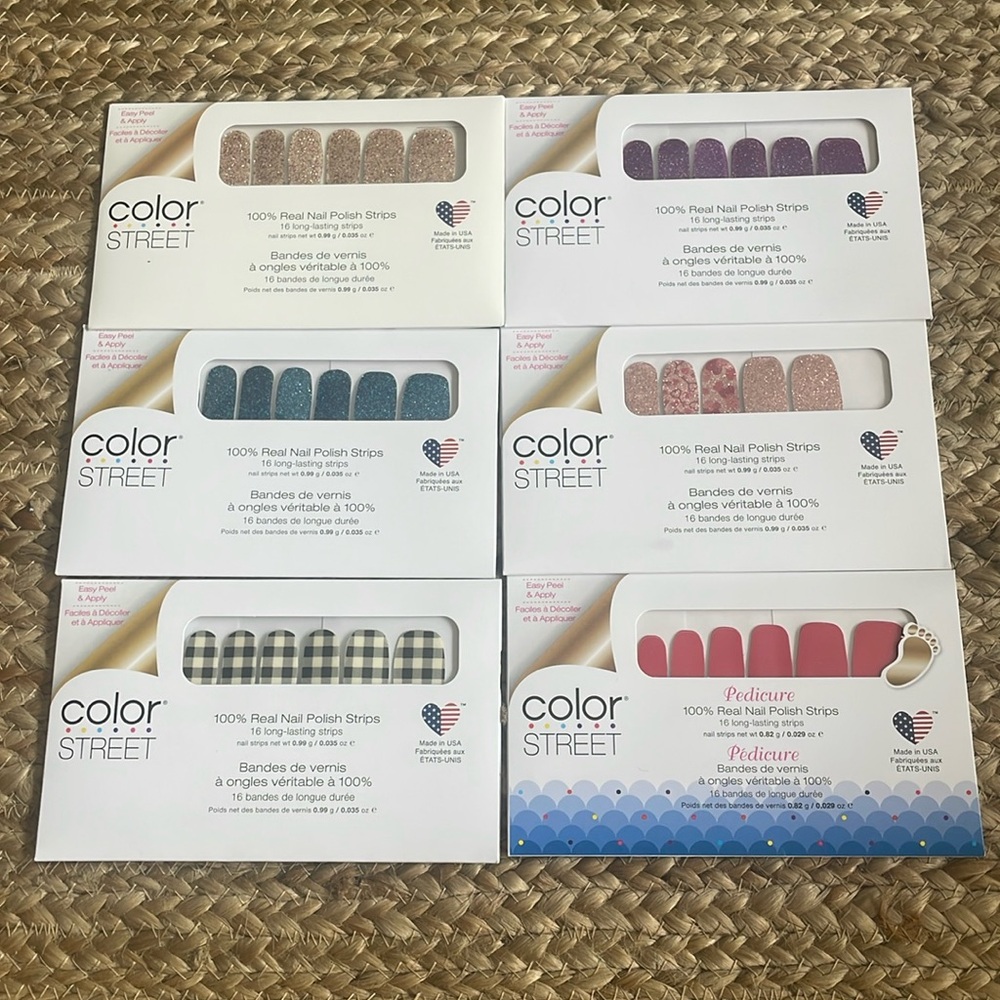 New! 6 Color Street Nail Polish Strips & Pedicure Set